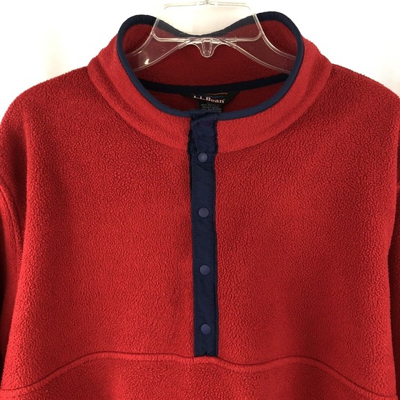 L.L. Bean Other - LL Bean Vintage VTG Men's Large Red Snap T Fleece Polartec Pullover Jacket L